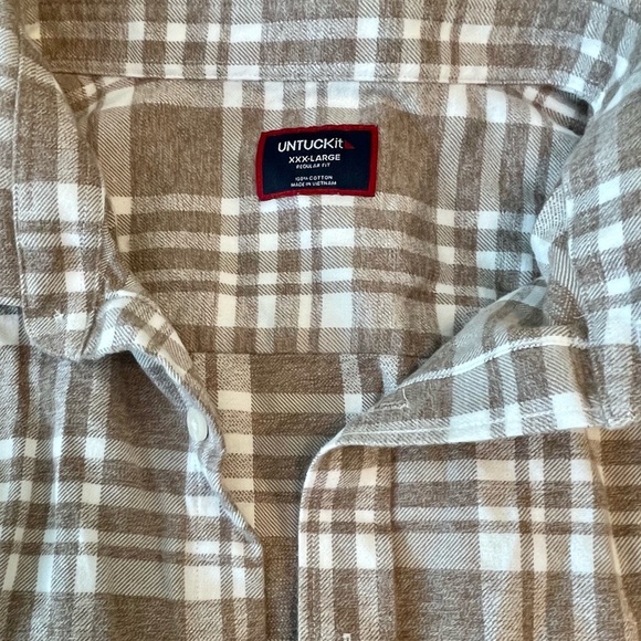 Untuckit | Button Down Flannel Shirt | Shacket | Stone & White Checked | XXXL - Picture 2 of 2